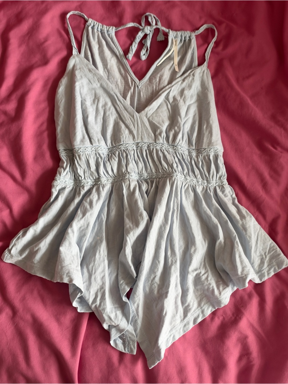 Anthropologie Pale Blue Ruffled Waist Camisole